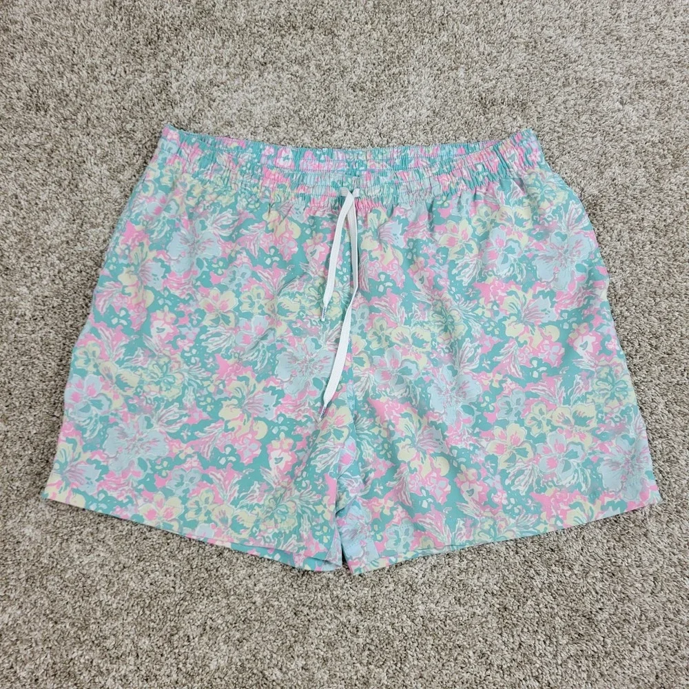 Chubbies Mens XL Multicolor AOP Floral Performance Swim Trunks Elastic Waist